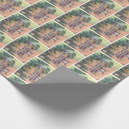 Kerst Garland en Vogelinpakpapier Cadeaupapier (Hoek)