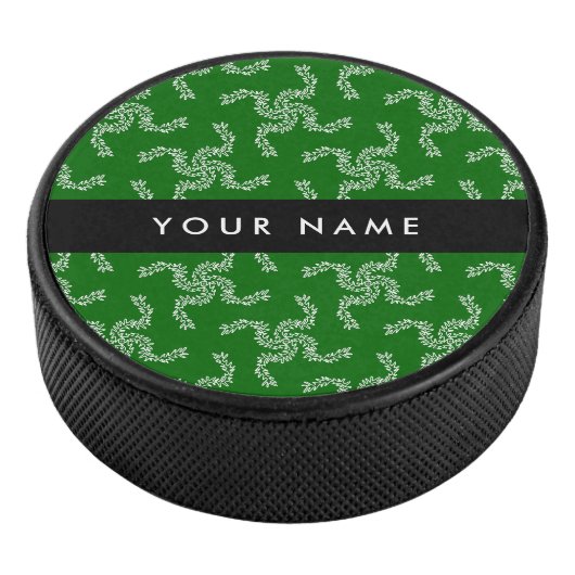 Kerst Garland, Groen, Jouw naam, Personaliseren Hockey Puck (3/4)