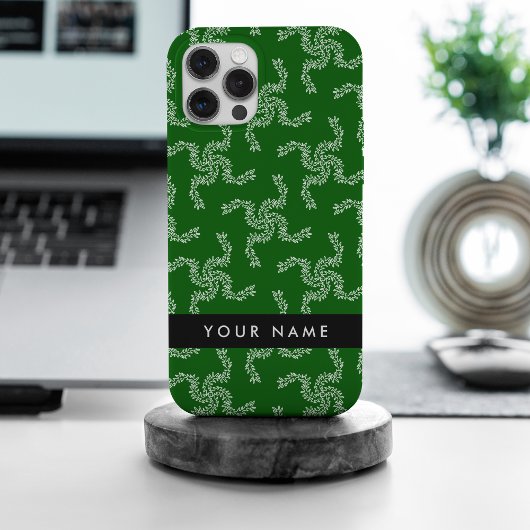 Kerst Garland, Groen, Jouw naam, Personaliseren iPhone Hoesje