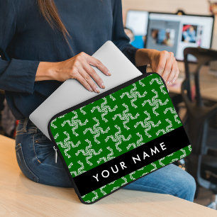 Kerst Garland, Groen, Jouw naam, Personaliseren Laptop Sleeve