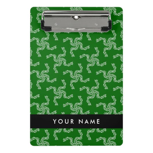 Kerst Garland, Groen, Jouw naam, Personaliseren Mini Klembord (Voorkant)