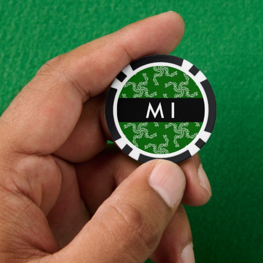 Kerst Garland, Groen, Jouw naam, Personaliseren Poker Chips (Hand)