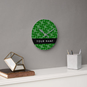 Kerst Garland, Groen, Jouw naam, Personaliseren Ronde Klok