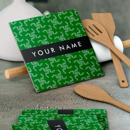Kerst Garland, Groen, Jouw naam, Personaliseren Tegeltje