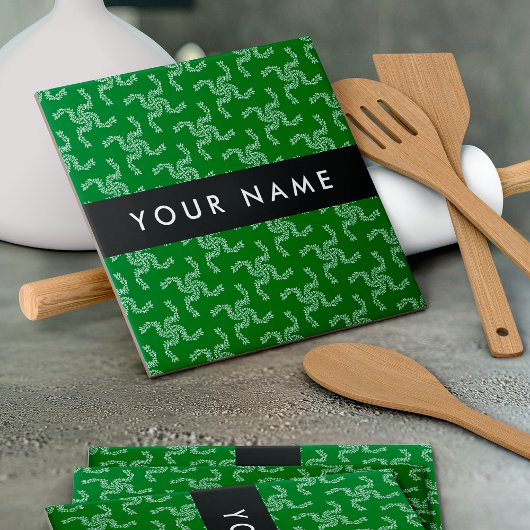 Kerst Garland, Groen, Jouw naam, Personaliseren Tegeltje