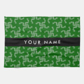 Kerst Garland, Groen, Jouw naam, Personaliseren Theedoek (Horizontaal)