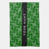 Kerst Garland, Groen, Jouw naam, Personaliseren Theedoek (Verticaal)