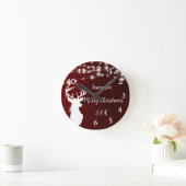 Kerst, garland, hertenkop, gepersonaliseerd ronde klok (Huis)