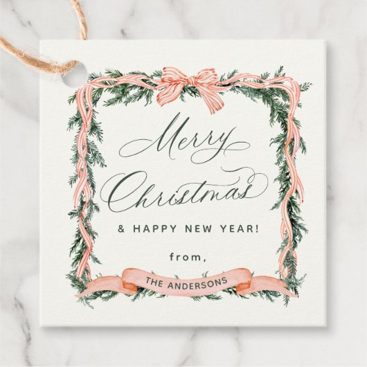 KERST GARLAND Kerst Lijst Gift Label (Voorkant)