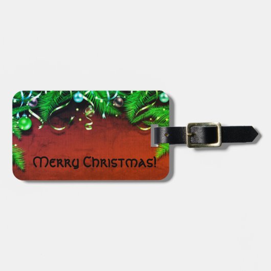 Kerst Garland & Kerstbollen Bagagelabel (Voorkant horizontaal)