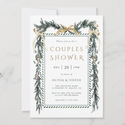 Kerst Garland Koppels Douche Goud & Groen Kaart (Voorkant)