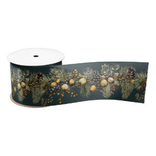 Kerst Garland Pine Cones Noten Bessen Satijnen Lint