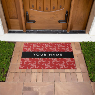 Kerst Garland, Rood, Jouw naam, Personaliseren Deurmat