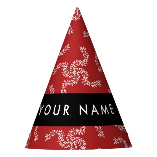 Kerst Garland, Rood, Jouw naam, Personaliseren Feesthoedjes (Voorkant)