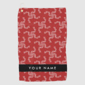 Kerst Garland, Rood, Jouw naam, Personaliseren Golfhanddoek (Voorkant)