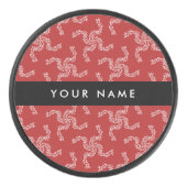 Kerst Garland, Rood, Jouw naam, Personaliseren Hockey Puck (Voorkant)