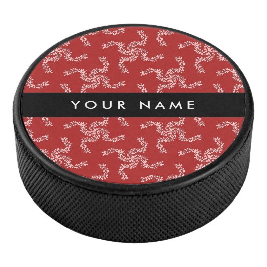Kerst Garland, Rood, Jouw naam, Personaliseren Hockey Puck (3/4)