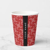 Kerst Garland, Rood, Jouw naam, Personaliseren Papieren Bekers (Voorkant)