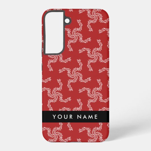 Kerst Garland, Rood, Jouw naam, Personaliseren Samsung Galaxy Hoesje (Achterkant)