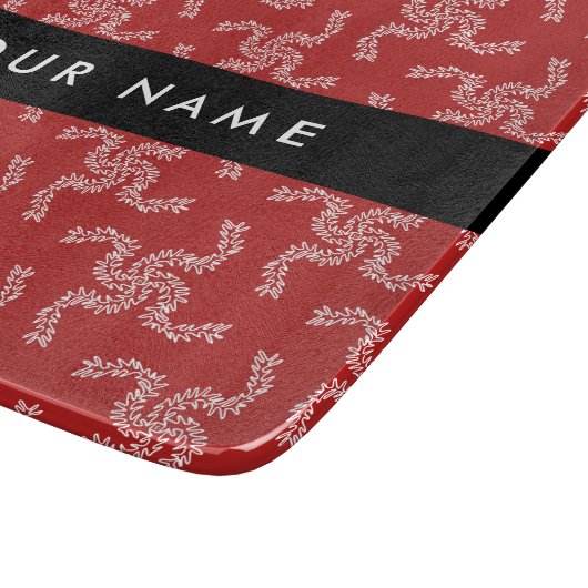Kerst Garland, Rood, Jouw naam, Personaliseren Snijplank (Hoek)