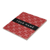 Kerst Garland, Rood, Jouw naam, Personaliseren Tegeltje (Zijkant)