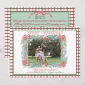 Kerst Garland Rood Lint Groen Gingham Feestdagenkaart (Voorkant / Achterkant)