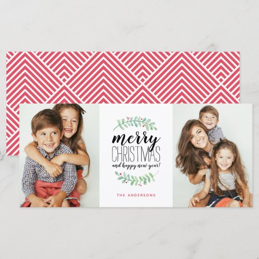 Kerst Garland Vakantie Kerstmis 2 Foto (Voorkant / Achterkant)