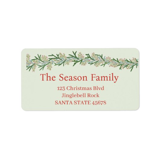 Kerst Garland waterverf Etiket (Voorkant)