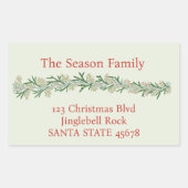 Kerst Garland Waterverf Rechthoekige Sticker (Voorkant)