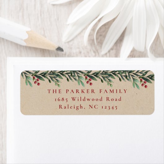 Kerst Garland Waterverf Retouradres   Etiket (Insitu)