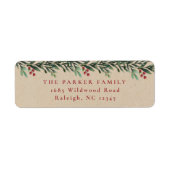 Kerst Garland Waterverf Retouradres   Etiket (Voorkant)