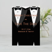 Kerst Gay Save The Date Rose Goud Folie Kaart (Staand Voorkant)