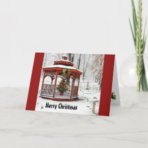 Kerst Gazebo Kaart, Vrolijk Kerstfeest Horizontaal Feestdagen Kaart