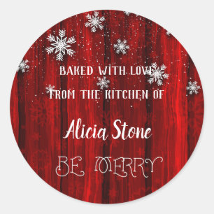Kerst Gebakken Met Liefde Ronde Sticker