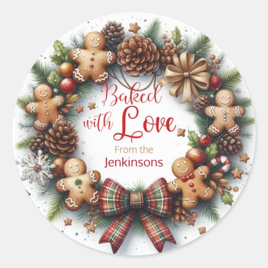 Kerst - Gebakken met Love Classic Ronde Sticker (Voorkant)