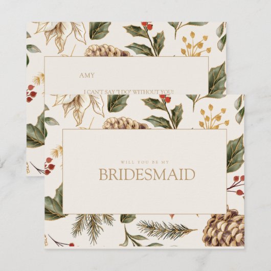 Kerst gebladerte bruidsmeisje voorstel Kaart (Voorkant / Achterkant)