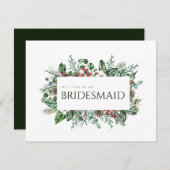 Kerst gebladerte bruidsmeisje voorstel Kaart (Voorkant / Achterkant)