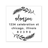 Kerst gebladerte familie script retour adres  zelfinktende stempel (Design)