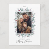 Kerst gebladerte foto feestdagenkaart (Voorkant)