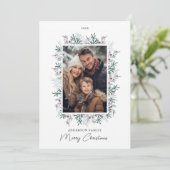 Kerst gebladerte foto feestdagenkaart (Staand voorkant)