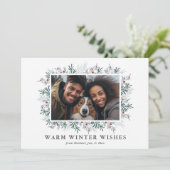 Kerst gebladerte foto feestdagenkaart (Staand voorkant)