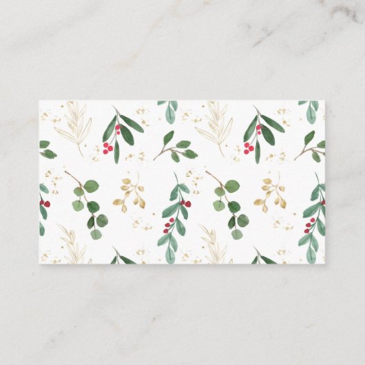 Kerst gebladerte groen goud rode luier verloting informatiekaartje (Achterkant)