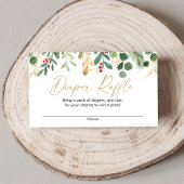 Kerst gebladerte groen goud rode luier verloting informatiekaartje