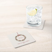 Kerst gebladerte krans met rode boog kartonnen onderzetters (Insitu)