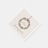 Kerst gebladerte krans met rode boog servet (Hoek)