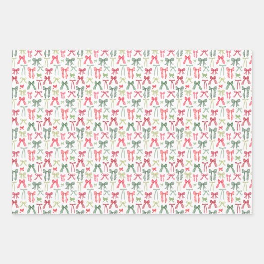 Kerst gebladerte latwerk en bogen in rood en groen inpakpapier vel (Voorkant 2)