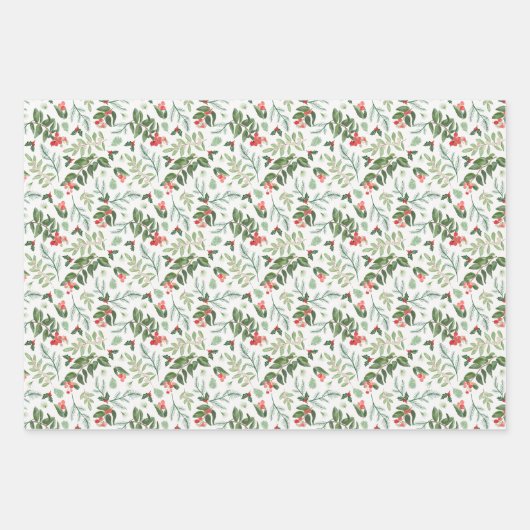 Kerst gebladerte latwerk en bogen in rood en groen inpakpapier vel (Voorkant)