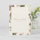 Kerst gebladerte Pinecone Bewaar de datum Kaart (Staand voorkant)