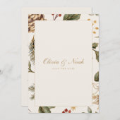 Kerst gebladerte Pinecone Bewaar de datum Kaart (Voorkant / Achterkant)