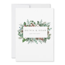 Kerst gebladerte Pinecone Bewaar de datum Kaart